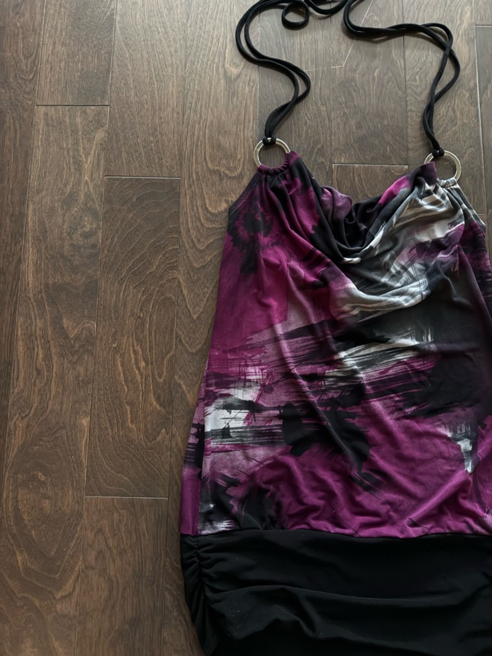 Purple & Black Abstract Halter Tunic - Picture 3 of 4